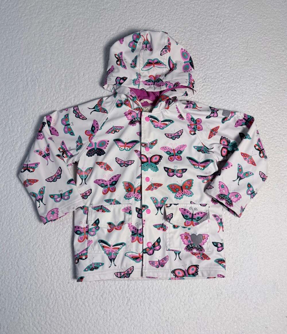 Hatley Girls Butterfly Print Rain Jacket Size 6